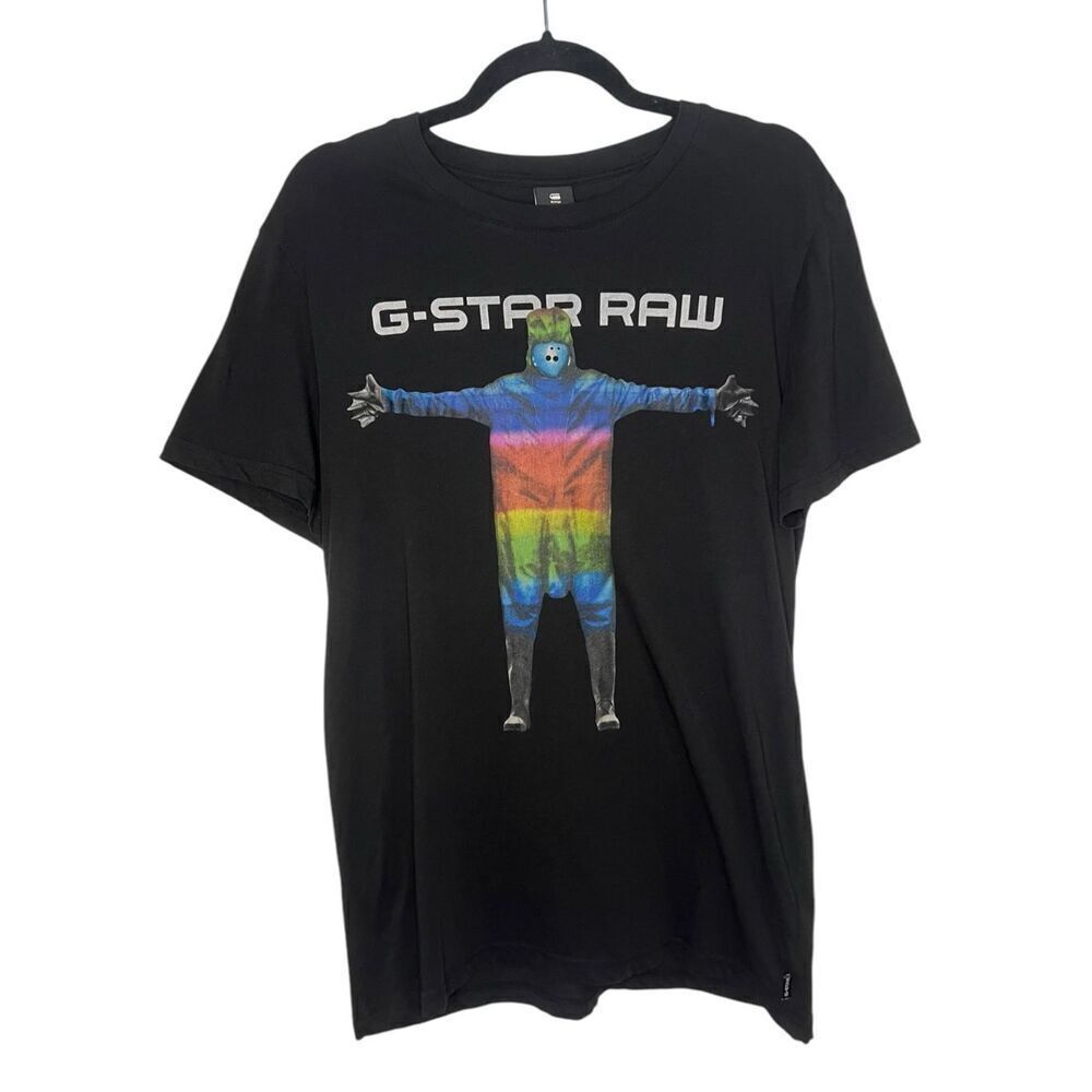 G-Star RAW Men’s Medium Graphic T-Shirt Black Crewneck‎